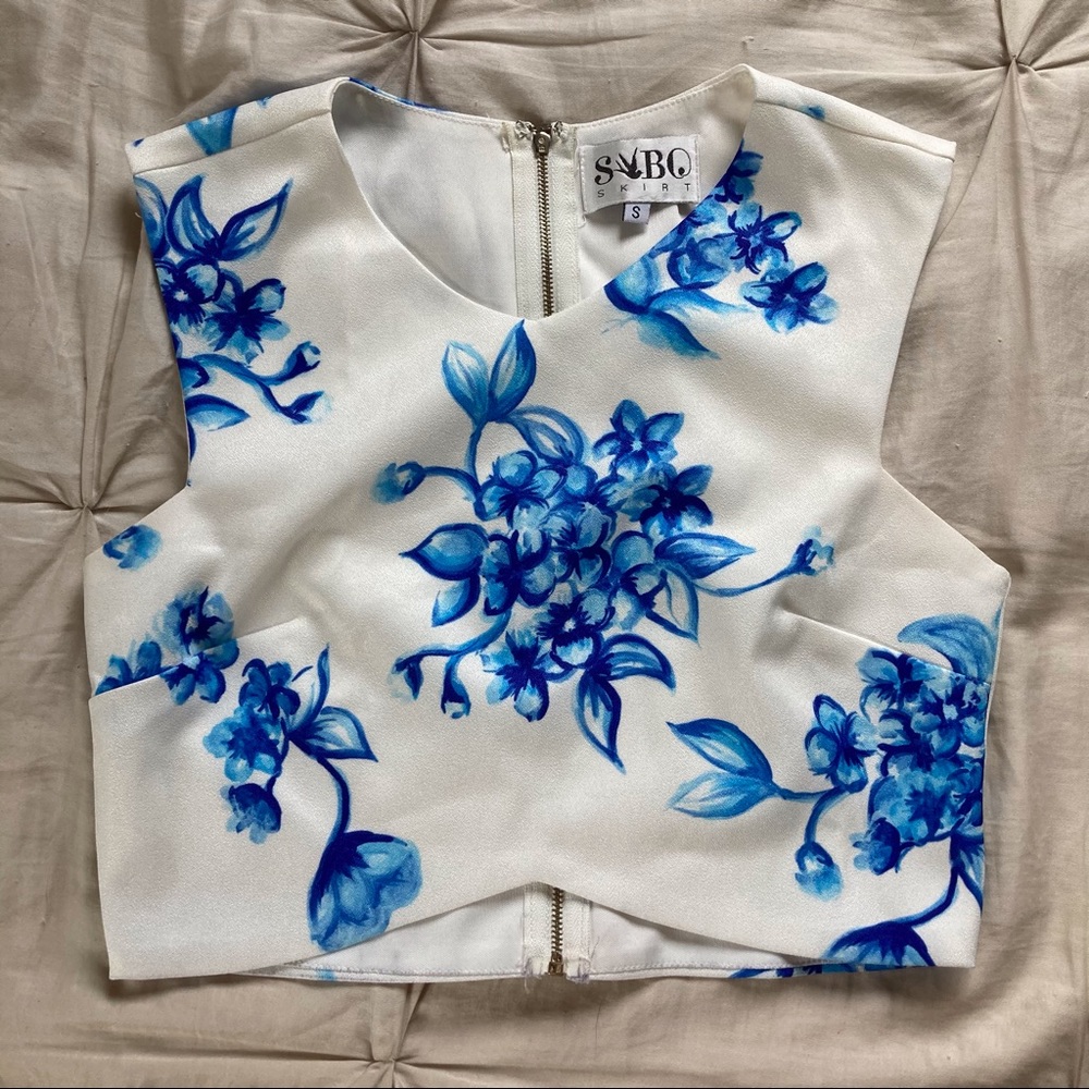 White Floral Cutout Crop Top